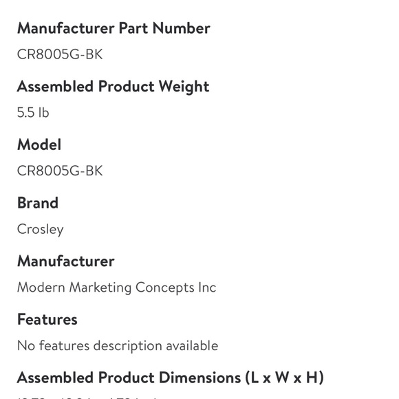 New Open Box Crosley Model:CR8005G-BK S/N:690751223 Travel TurnTable . - Picture 6 of 16